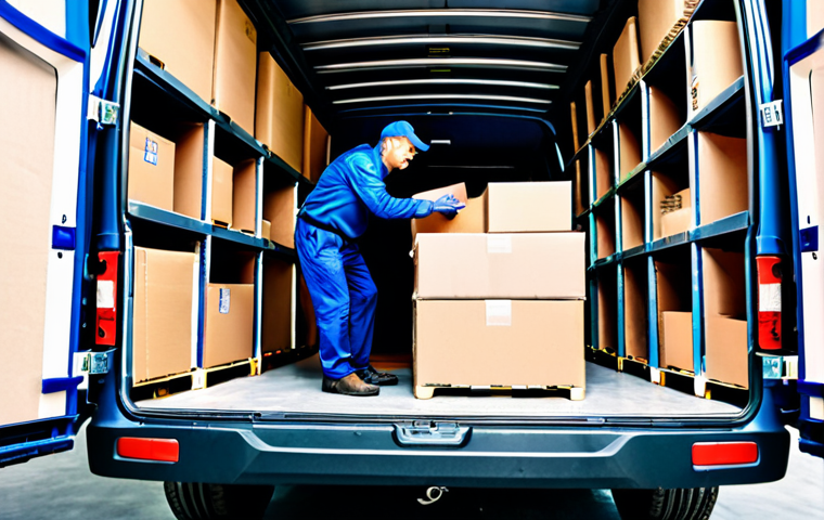 A professional logistics manager, fully clothed in a modest business uniform, efficiently organizes diverse cargo inside the spacious, well-lit interior of a modern commercial delivery van. The van's high roof and wide internal dimensions are visible, accommodating various items including neatly stacked e-commerce parcels, durable crates, and a piece of large furniture. The manager, with perfect anatomy, correct proportions, and well-formed hands, is in a natural pose, demonstrating optimal space utilization in a clean warehouse loading bay setting. The scene emphasizes professionalism, operational efficiency, safe for work, appropriate content, fully clothed, and family-friendly, rendered with high-quality photography.